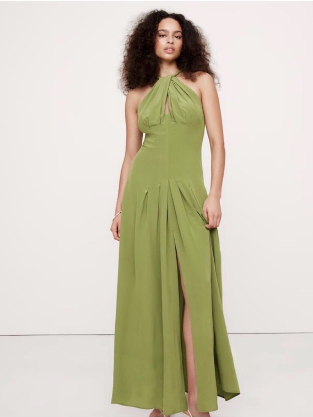 Banana Republic Olive Green Halter Maxi Dress - Picture 6 of 7